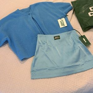 NEW (SET) Single Button Sweater XS/S                    Silky Skirt S